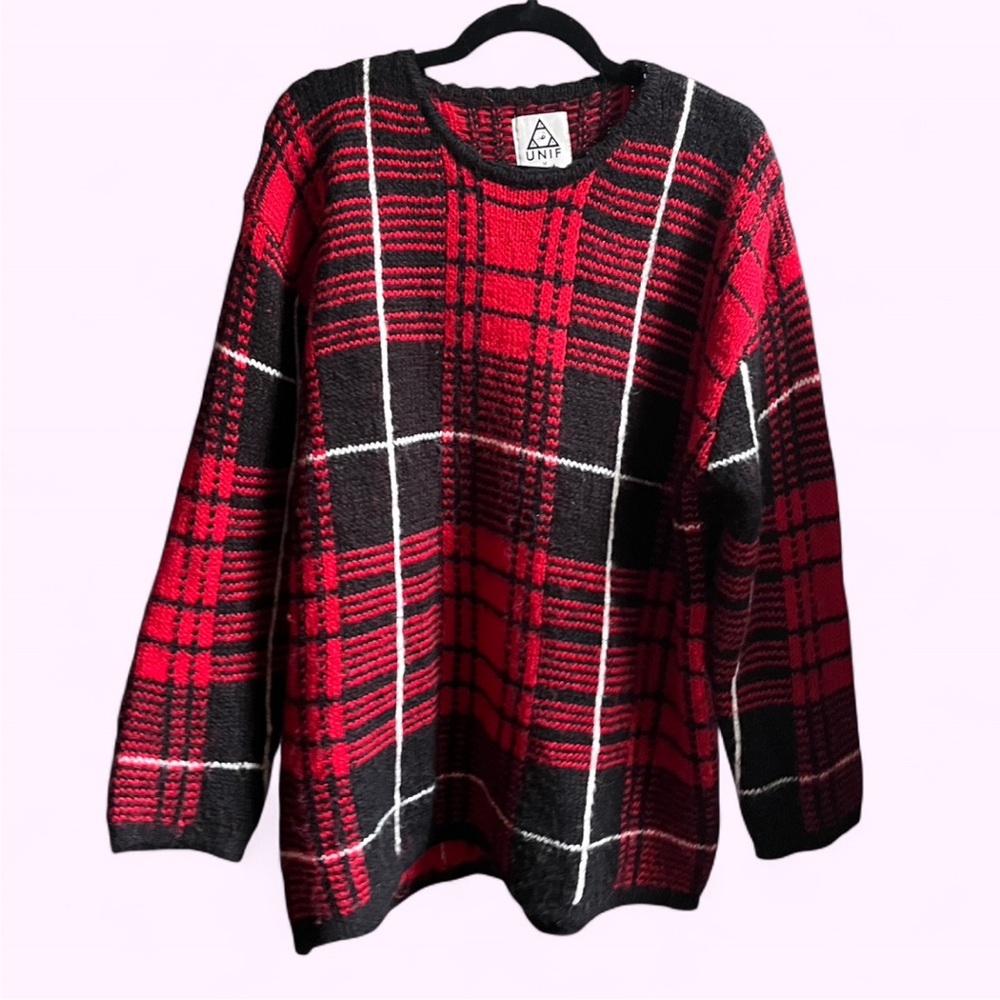 Plaid Knit Oversized Sweater